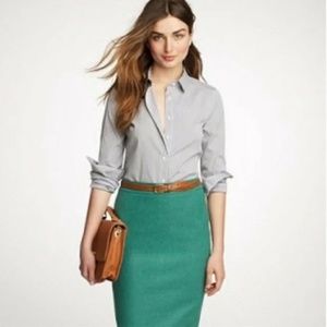 J.Crew Green Wool Pencil Skirt